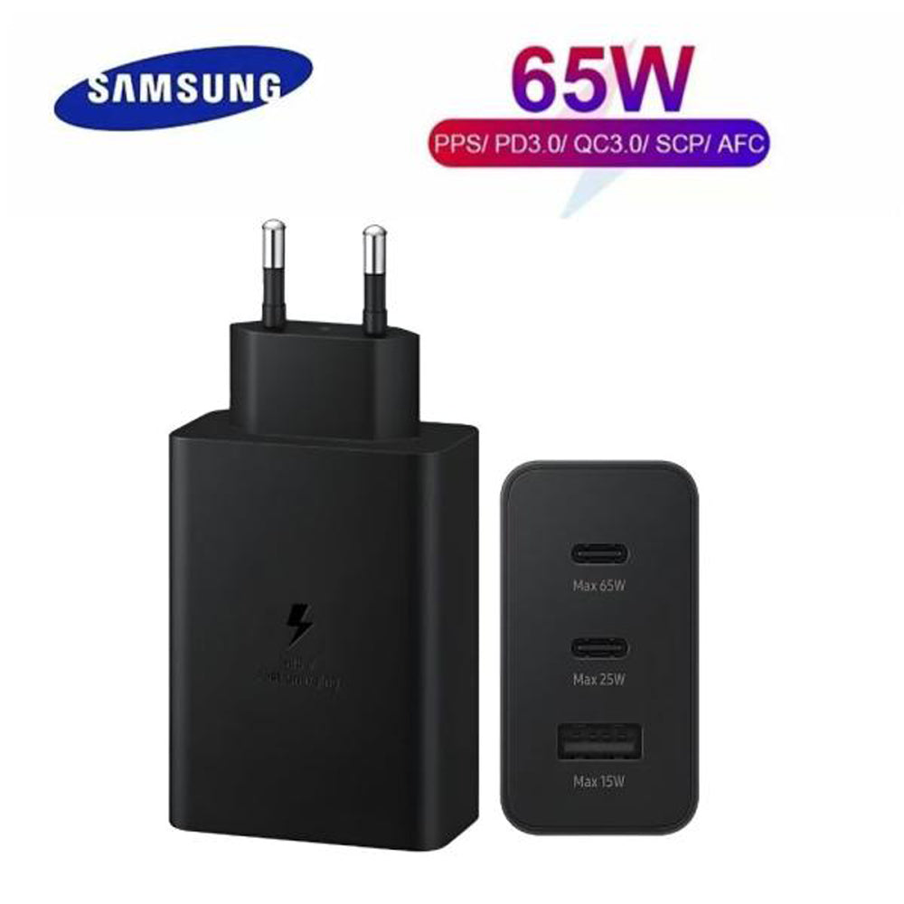 65W Samsung EUPIN PD Power Adaptor Trio  2 Type-C & USB-A PORT