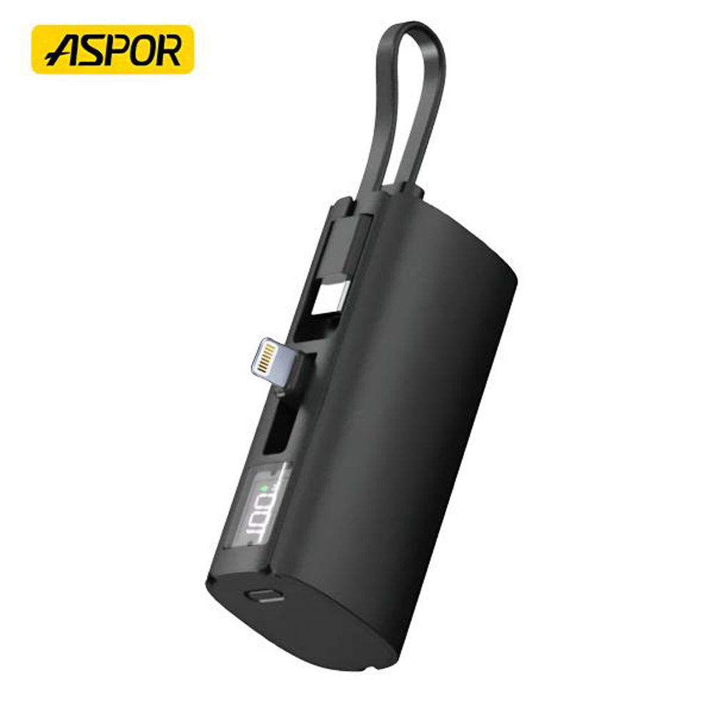 Aspor A351 2IN1 IPHONE & TYPE-C Flexible Portable Mini 5000mAh Power Bank