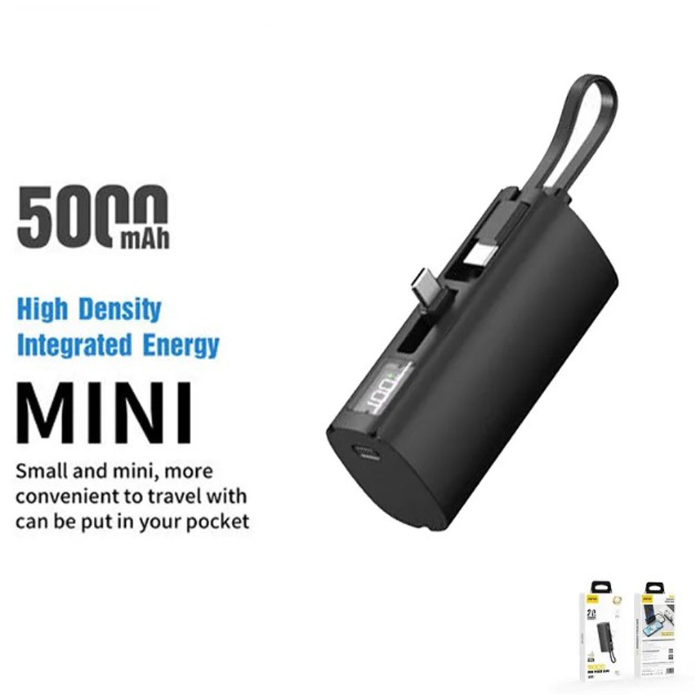 Aspor A351 2IN1 IPHONE & TYPE-C Flexible Portable Mini 5000mAh Power Bank
