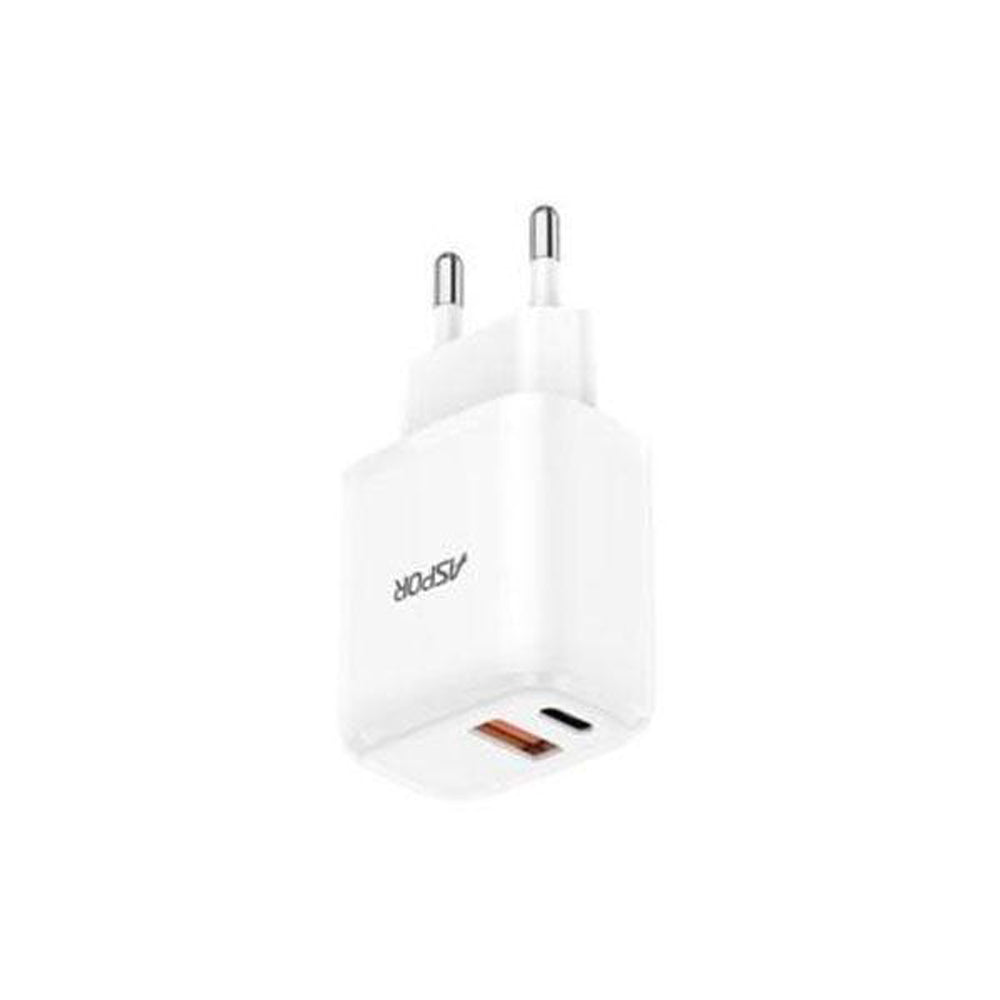 Aspor A821EU 20W PD & QC Dual-Port Fast Charger (EU PLUG)
