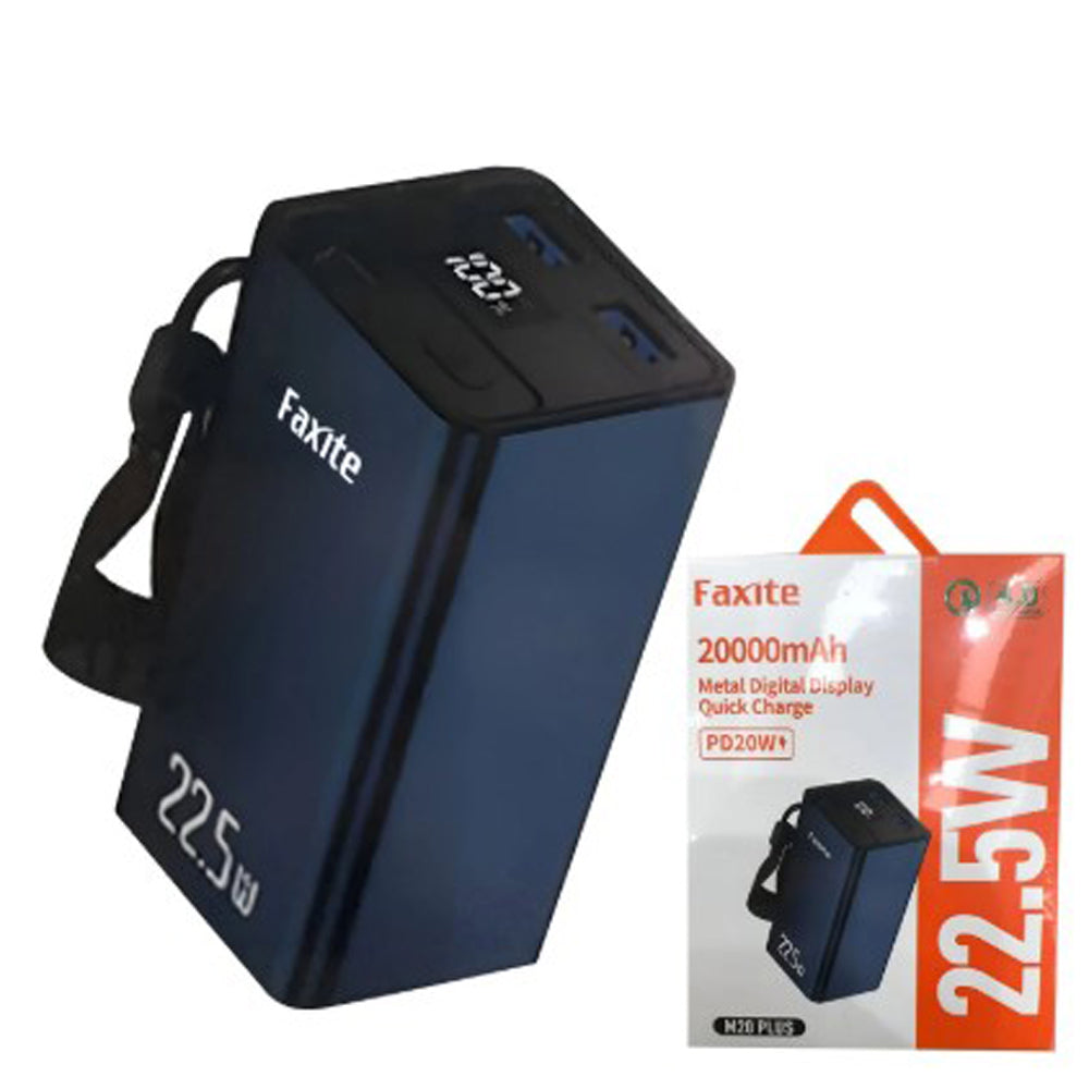 FAXITE M20PLUS 20000mah 22.5W METAL DIGITAL DISPLAY QUICK CHARGE 4.0 POWER BANK