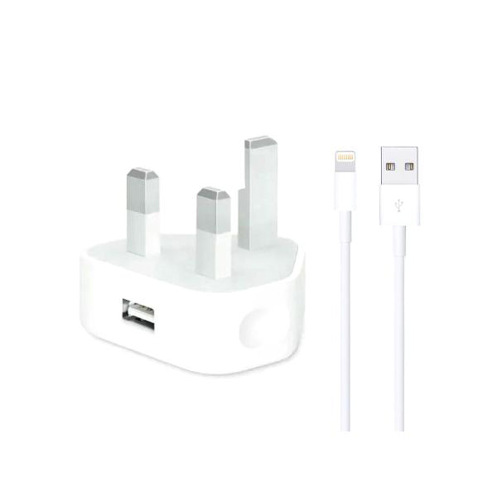 Iphone Usb 5W Power Adaptor UK Pin With Lightning to Usb Cable